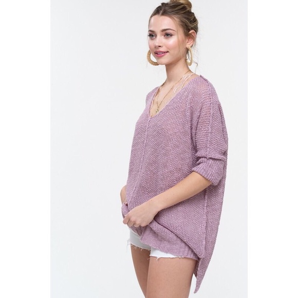Corey Lightweight Tunic Sweater - Lavender - Picture 2 of 5